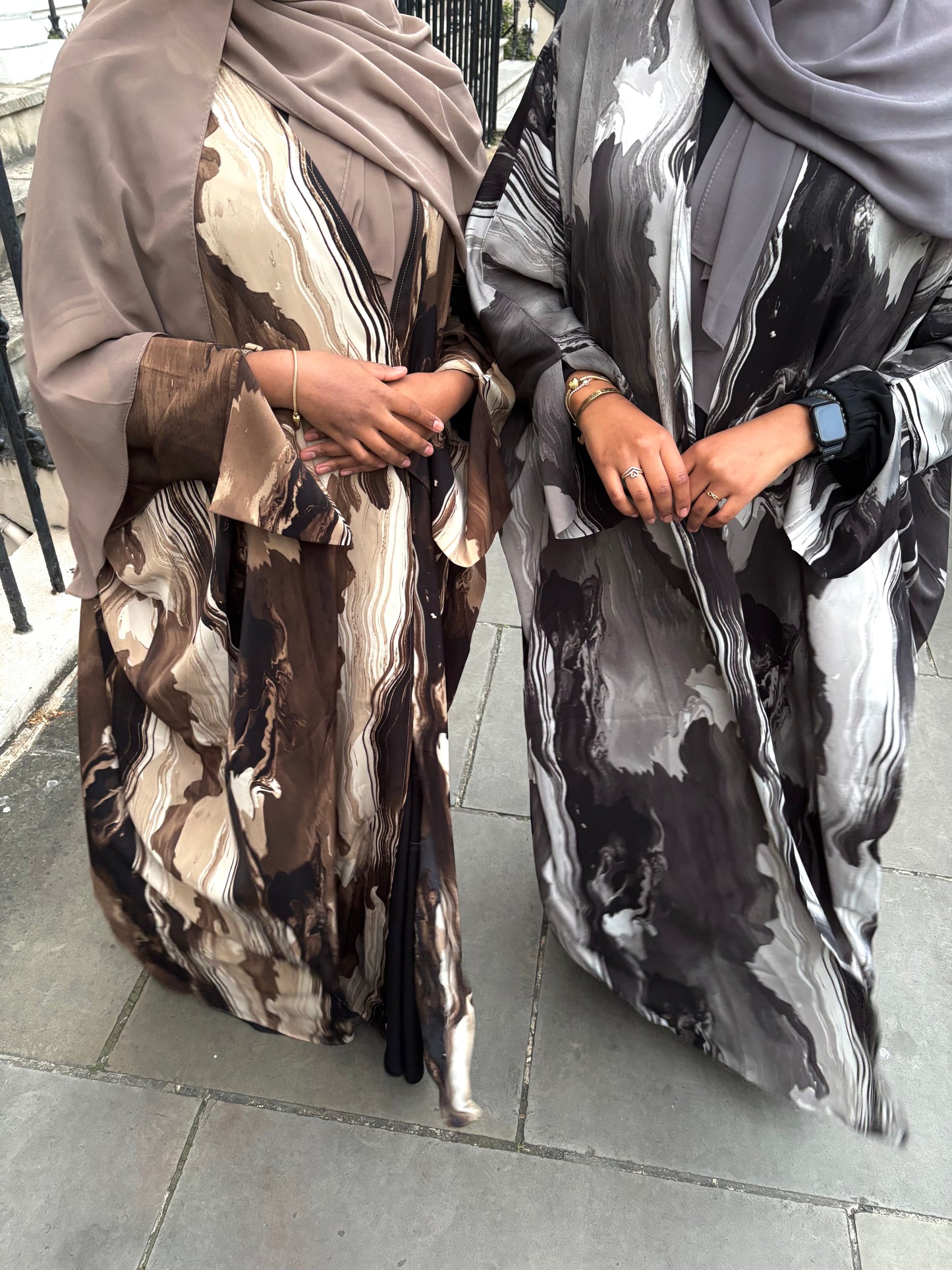 Marble Open Abaya - Sahara