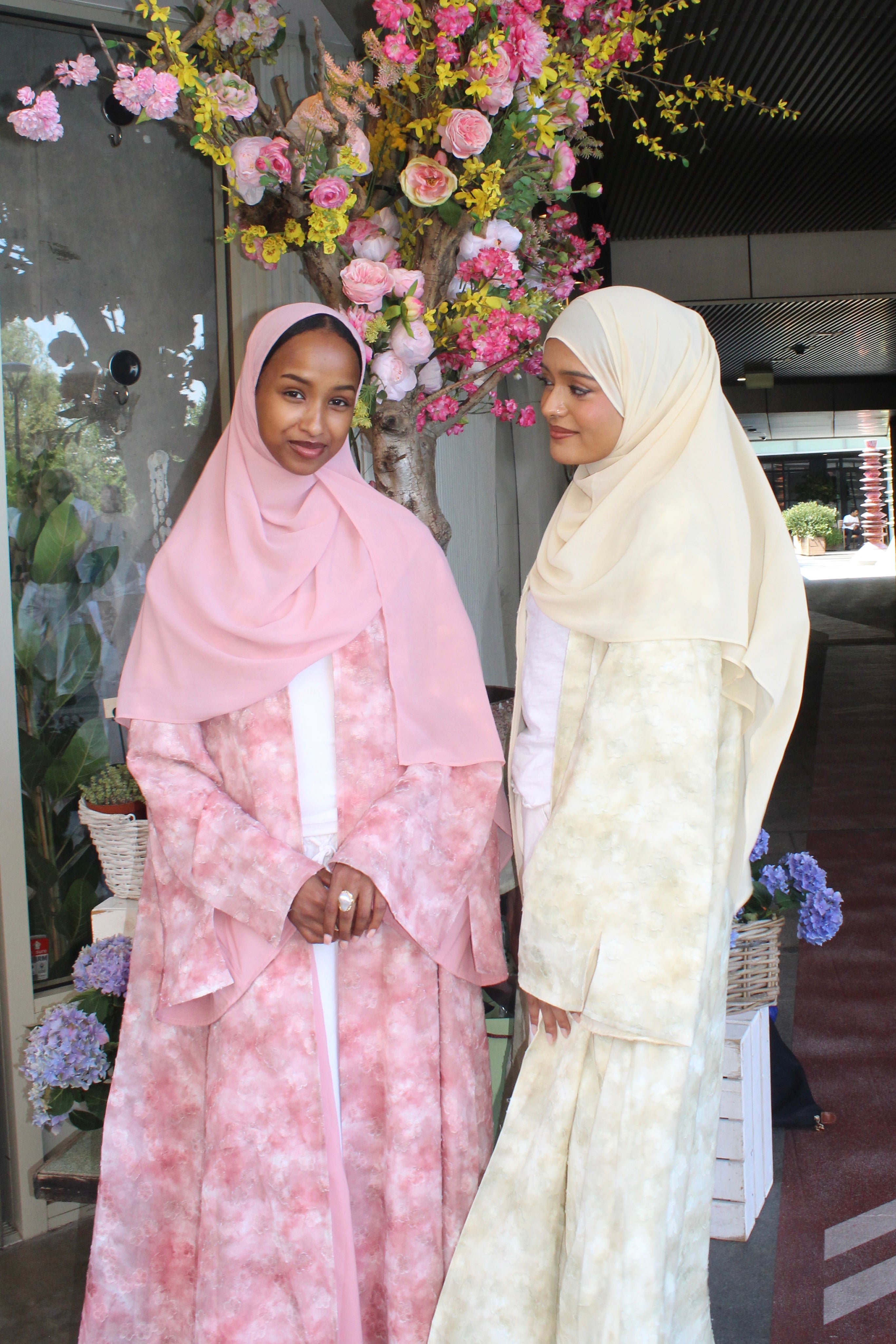 Hana Pink Floral Open Abaya
