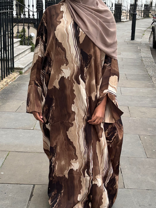 Marble Open Abaya - Sahara