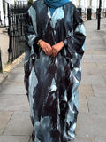 Marble Open Abaya - Azure