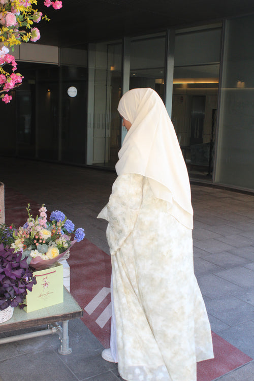 Hana Butter Yellow Floral Open Abaya