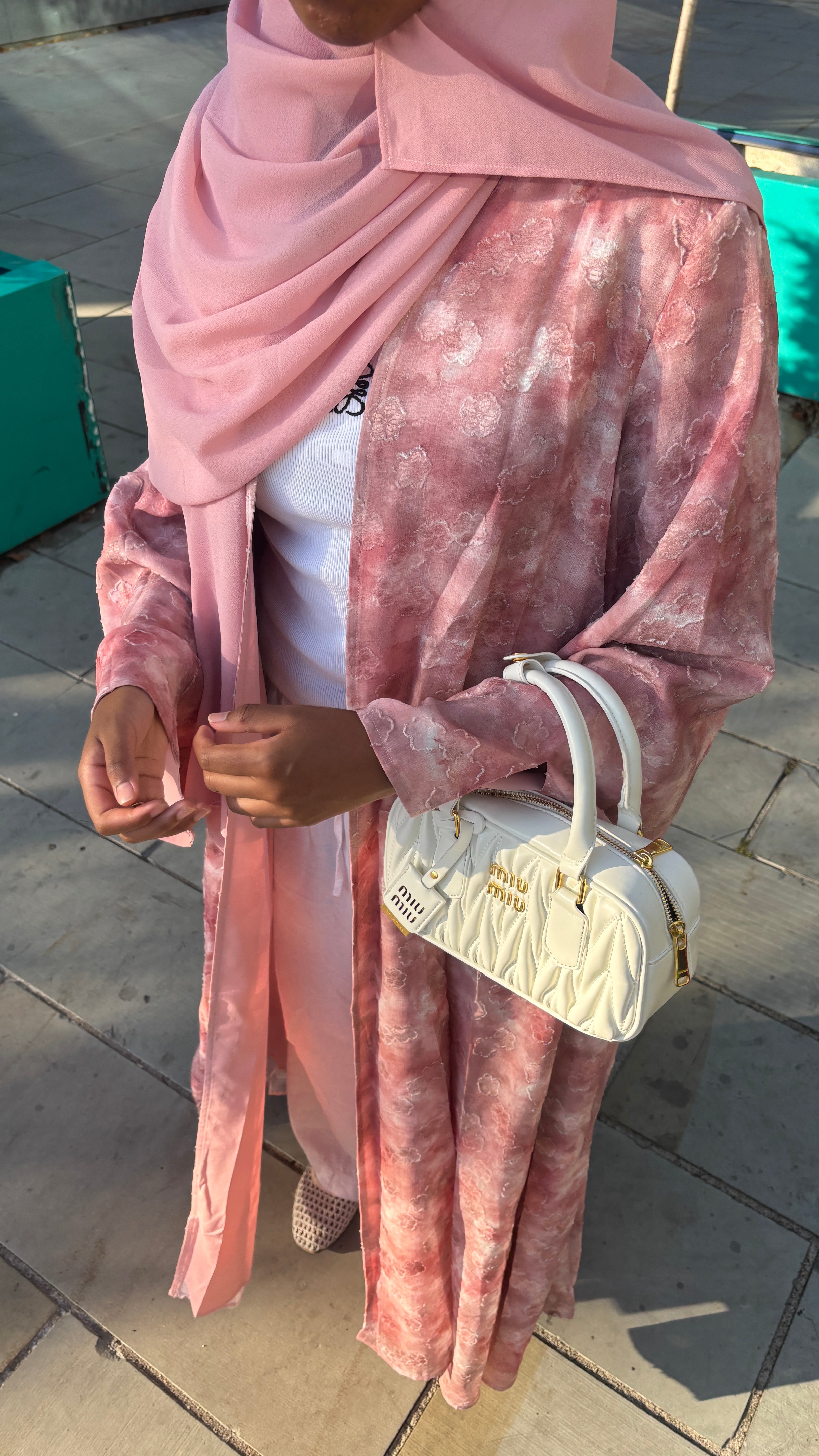 Hana Pink Floral Open Abaya